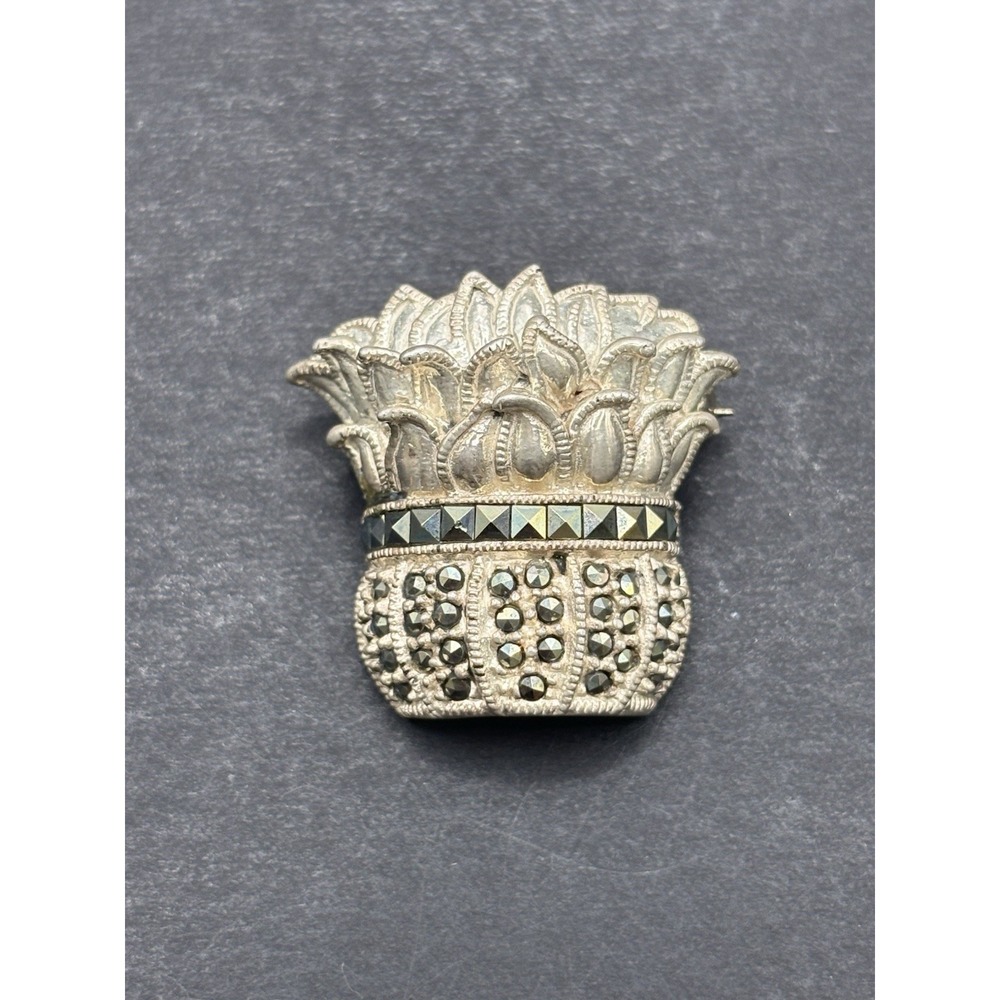 Judith Jack Sterling Silver Marcasite Brooch Pin 9 Grams H17